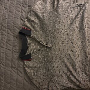 Gucci Black and Gray Patterned Polo